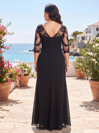 Plus Size Chiffon A-Line/Princess Scoop Neck Floor-Length Mother of the Bride & Groom Dresses with Ruffles & Ruched Waist