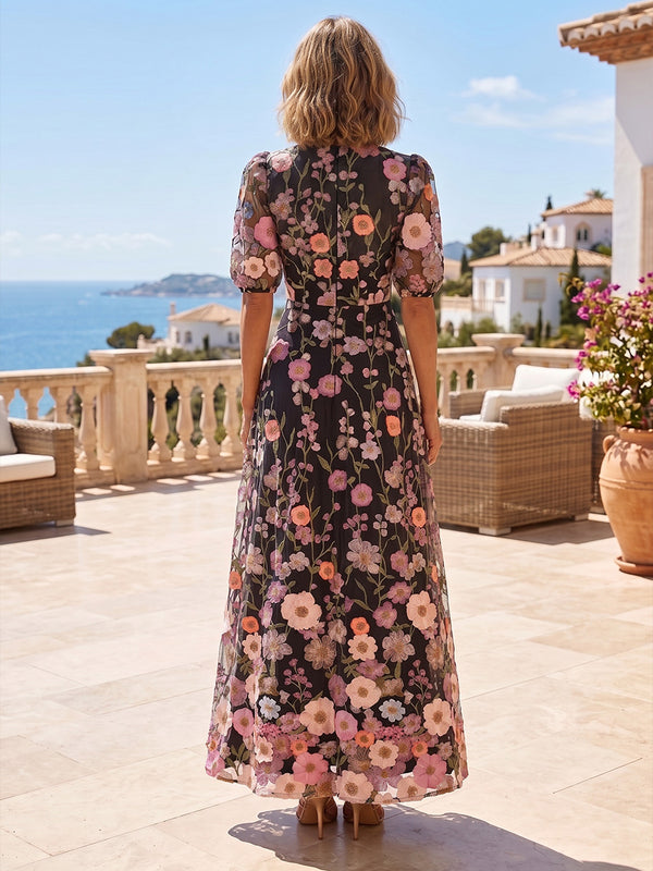 Floral Embroidery A-Line/Princess V-Neck Floor-Length Mother of the Bride & Groom Dresses for Women