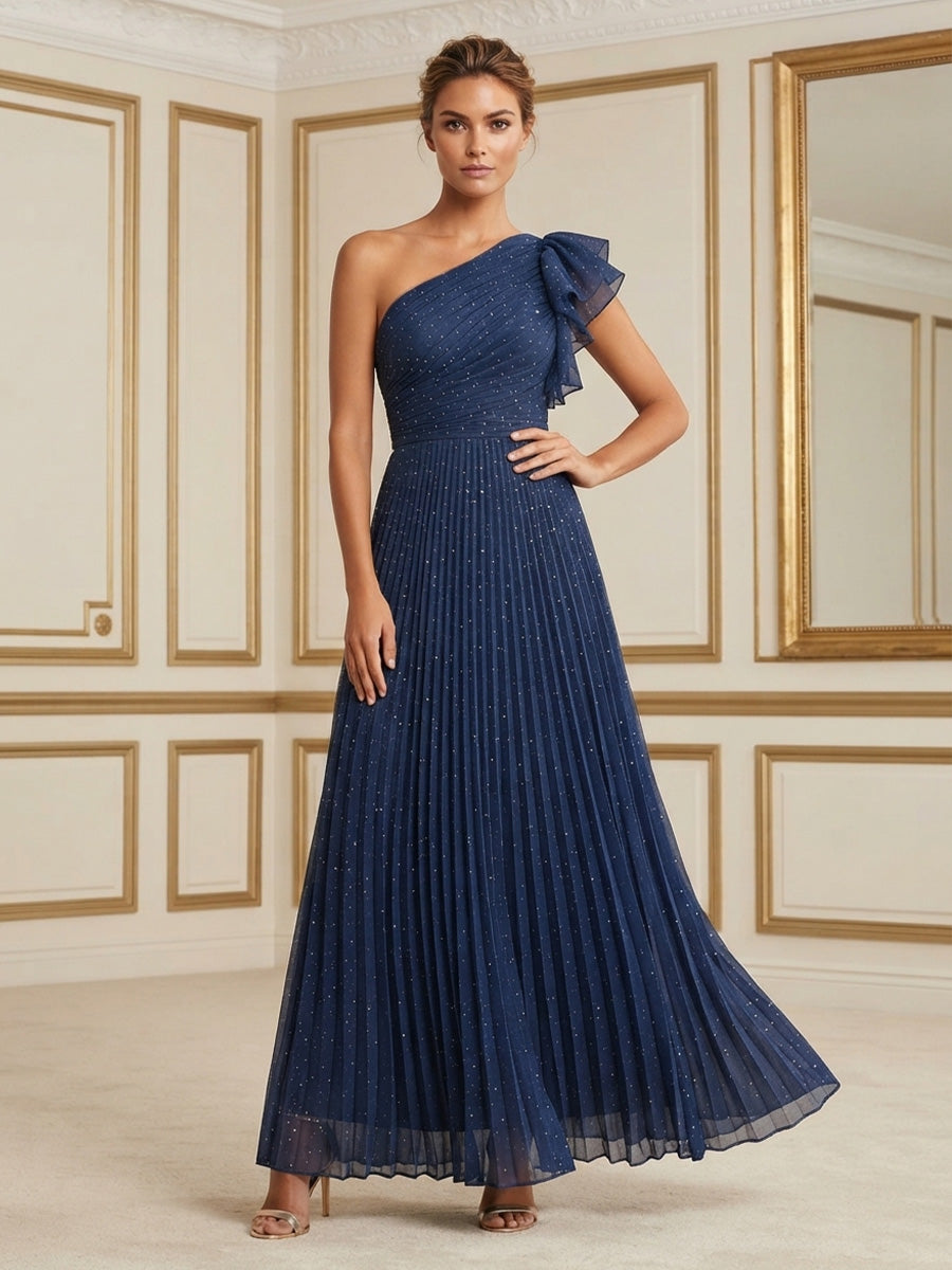 Chiffon A-Line/Princess One Shoulder Floor-Length Mother of the Bride & Groom Dresses with Pleats