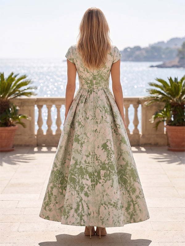Jacquard A-Line/Princess V-Neck Maxi Mother of the Bride & Groom Dresses with Pleats