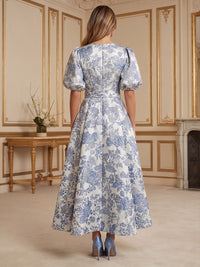 Jacquard A-Line/Princess V-Neck Tea-Length Mother of the Bride & Groom Dresses for Women