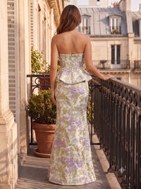 Jacquard Sheath/Column Strapless Maxi Mother of the Bride & Groom Dresses with Corset Bodice
