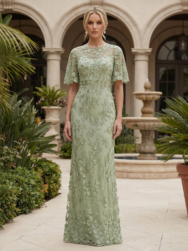 Lace Floral Sheath/Column Scoop Neck Floor-Length Mother of the Bride & Groom Dresses for Women