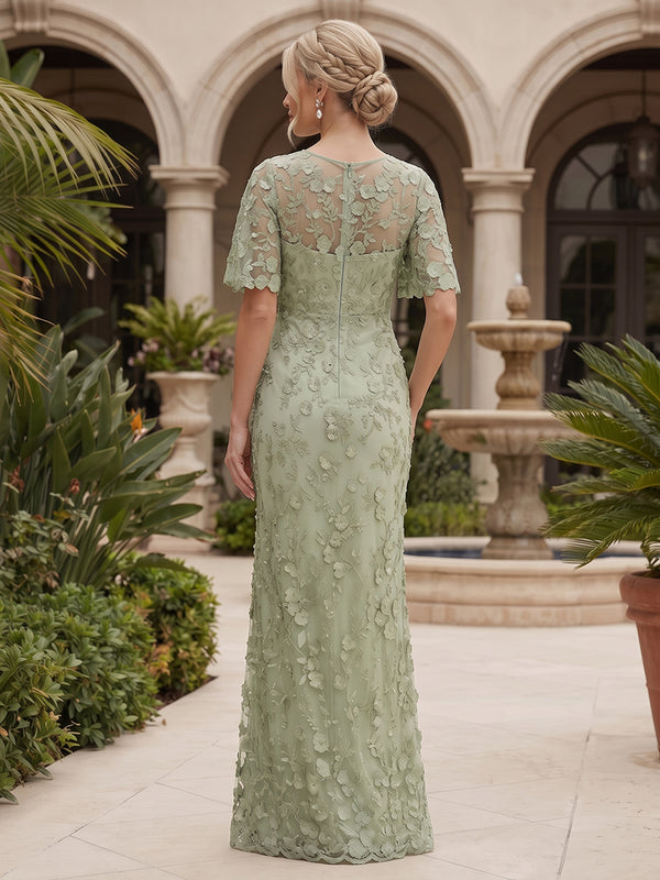 Lace Floral Sheath/Column Scoop Neck Floor-Length Mother of the Bride & Groom Dresses for Women