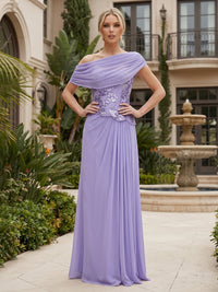 Chiffon A-Line/Princess Off Shoulder Floor-Length Mother of the Bride & Groom Dresses with Lace Sequin & Pleats