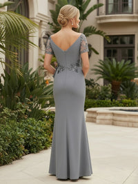 Stretch Jersey Sheath/Column Off Shoulder Floor-Length Mother of the Bride & Groom Dresses with Ruched Waist