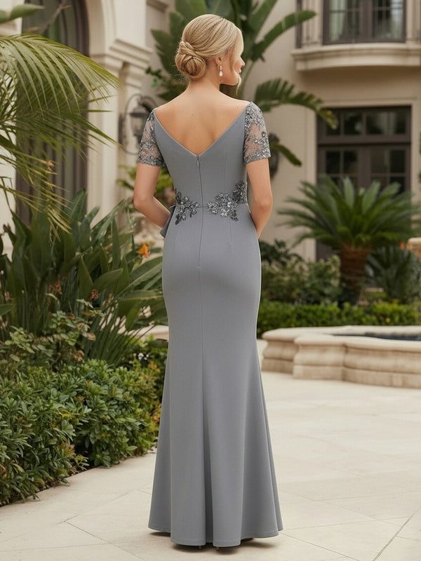 Stretch Jersey Sheath/Column Off Shoulder Floor-Length Mother of the Bride & Groom Dresses with Ruched Waist