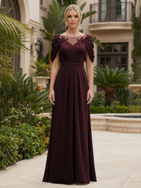 Chiffon A-Line/Princess Scoop Neck Floor-Length Mother of the Bride & Groom Dresses with Ruched Waist