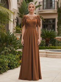 Chiffon A-Line/Princess Scoop Neck Floor-Length Mother of the Bride & Groom Dresses with Ruched Waist