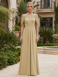 Chiffon A-Line/Princess Scoop Neck Floor-Length Mother of the Bride & Groom Dresses with Ruched Waist