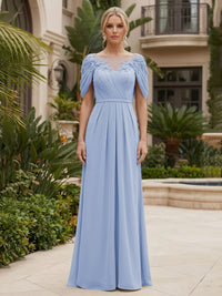 Chiffon A-Line/Princess Scoop Neck Floor-Length Mother of the Bride & Groom Dresses with Ruched Waist