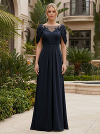 Chiffon A-Line/Princess Scoop Neck Floor-Length Mother of the Bride & Groom Dresses with Ruched Waist