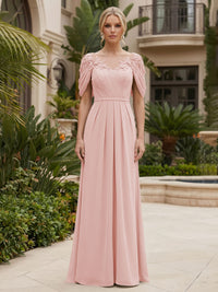 Chiffon A-Line/Princess Scoop Neck Floor-Length Mother of the Bride & Groom Dresses with Ruched Waist