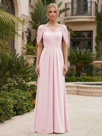 Chiffon A-Line/Princess Scoop Neck Floor-Length Mother of the Bride & Groom Dresses with Ruched Waist
