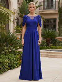 Chiffon A-Line/Princess Scoop Neck Floor-Length Mother of the Bride & Groom Dresses with Ruched Waist