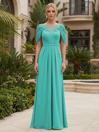 Chiffon A-Line/Princess Scoop Neck Floor-Length Mother of the Bride & Groom Dresses with Ruched Waist
