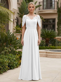 Chiffon A-Line/Princess Scoop Neck Floor-Length Mother of the Bride & Groom Dresses with Ruched Waist