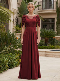 Chiffon A-Line/Princess Scoop Neck Floor-Length Mother of the Bride & Groom Dresses with Ruched Waist