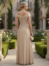 Chiffon A-Line/Princess Off Shoulder Floor-Length Mother of the Bride & Groom Dresses with Lace Bodice
