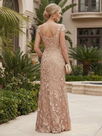 Lace Floral Sheath/Column Square Neck Floor-Length Mother of the Bride & Groom Dresses with Slit