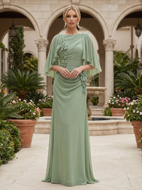 Chiffon A-Line/Princess Scoop Neck Floor-Length Mother of the Bride & Groom Dresses with Ruched Waist