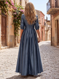 Satin A-Line/Princess V-Neck Floor-Length Mother of the Bride & Groom Dresses with Pleats