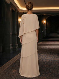 Chiffon A-Line/Princess Scoop Neck Floor-Length Mother of the Bride & Groom Dresses with Tiered Layers