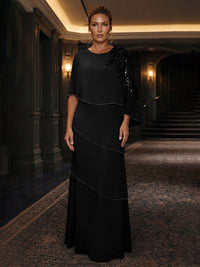 Chiffon A-Line/Princess Scoop Neck Floor-Length Mother of the Bride & Groom Dresses with Tiered Layers