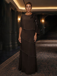 Chiffon A-Line/Princess Scoop Neck Floor-Length Mother of the Bride & Groom Dresses with Tiered Layers