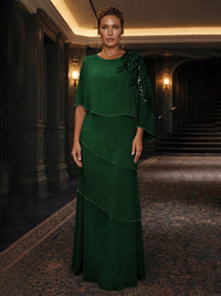 Chiffon A-Line/Princess Scoop Neck Floor-Length Mother of the Bride & Groom Dresses with Tiered Layers
