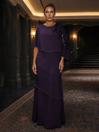 Chiffon A-Line/Princess Scoop Neck Floor-Length Mother of the Bride & Groom Dresses with Tiered Layers