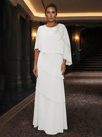 Chiffon A-Line/Princess Scoop Neck Floor-Length Mother of the Bride & Groom Dresses with Tiered Layers