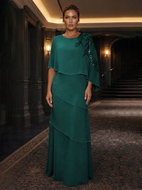 Chiffon A-Line/Princess Scoop Neck Floor-Length Mother of the Bride & Groom Dresses with Tiered Layers