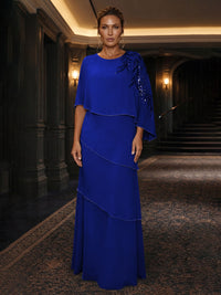 Chiffon A-Line/Princess Scoop Neck Floor-Length Mother of the Bride & Groom Dresses with Tiered Layers