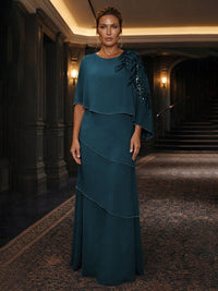Chiffon A-Line/Princess Scoop Neck Floor-Length Mother of the Bride & Groom Dresses with Tiered Layers