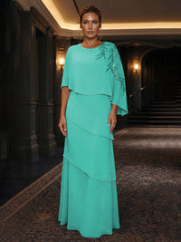 Chiffon A-Line/Princess Scoop Neck Floor-Length Mother of the Bride & Groom Dresses with Tiered Layers