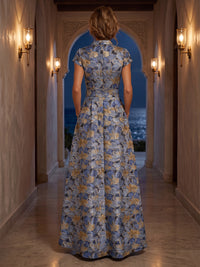 Jacquard A-Line/Princess V-Neck Floor-Length Mother of the Bride & Groom Dresses with Pockets