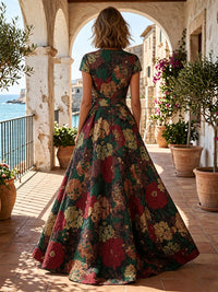 Jacquard A-Line/Princess V-Neck Floor-Length Mother of the Bride & Groom Dresses with Pockets