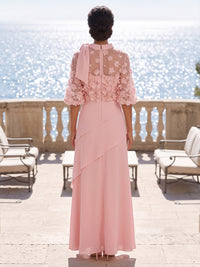 Chiffon A-Line/Princess Scoop Neck Floor-Length Mother of the Bride & Groom Dresses with 3D Flowers