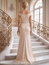 Sheath/Column Off Shoulder Chiffon Floor-Length Mother of the Bride & Groom Dresses with Lace Appliques