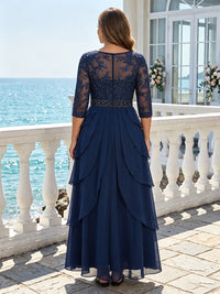 Plus Size A-Line/Princess Scoop Neck Chiffon Floor-Length Mother of the Bride & Groom Dresses with Lace Appliques & Sequin