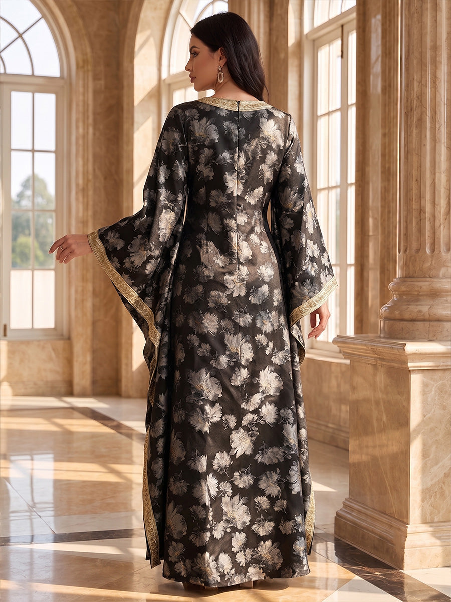 A-Line/Princess V-Neck Floral Print Floor-Length Mother of the Bride & Groom Dresses for Women