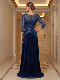 A-Line/Princess Scoop Neck Velvet Maxi Mother of the Bride & Groom Dresses with Lace Appliques