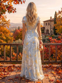 A-Line/Princess V-Neck Jacquard Maxi Mother of the Bride & Groom Dresses with Ruched Waist