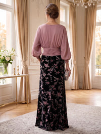 Sheath/Column Scoop Neck Velvet Floor-Length Mother of the Bride & Groom Dresses with Ruched Waist & Pockets