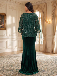 Sheath/Column Scoop Neck Velvet Floor-Length Mother of the Bride & Groom Dresses with Lace Appliques Bodice & Ruched Waist