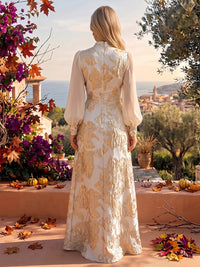 A-Line/Princess Scoop Neck Jacquard Floor-Length Mother of the Bride & Groom Dresses with Ruched Waist