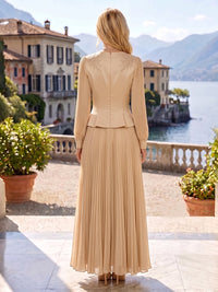 A-Line/Princess V-Neck Chiffon Maxi Mother of the Bride & Groom Dresses with Lace Appliques & Pleats