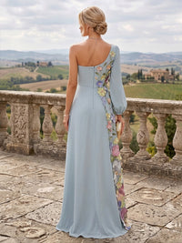 A-Line/Princess One Shoulder Floral Embroidery Floor-Length Mother of the Bride & Groom Dresses for Women