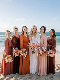 A-Line/Princess V-Neck Long Sleeve Floor-Length Formal Dresses with Velvet